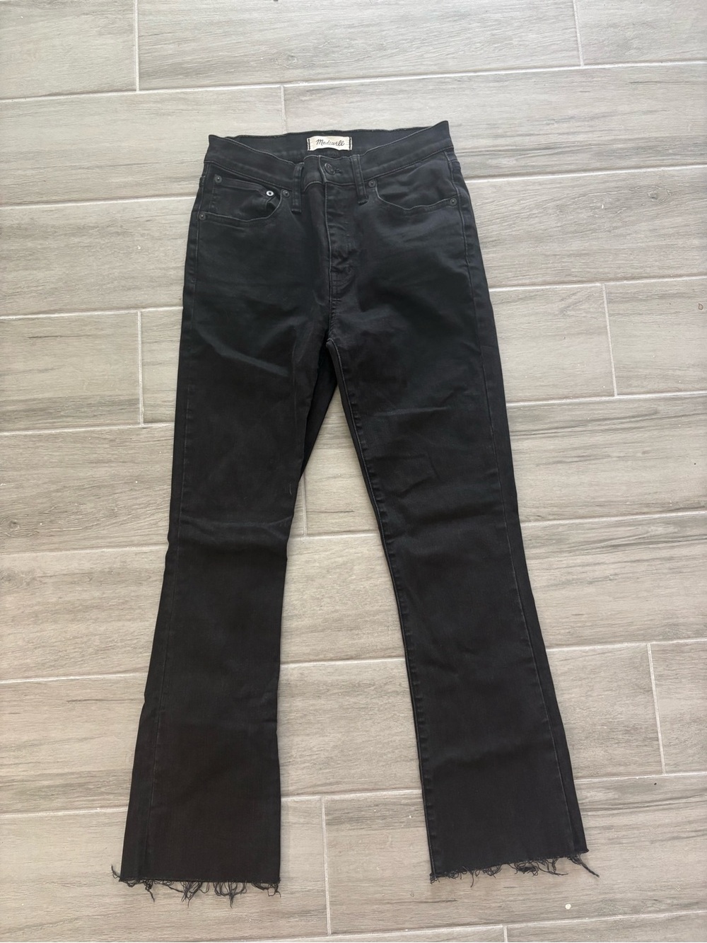 Madewell Black Frayed Hem Cali Demi Boot Jeans
